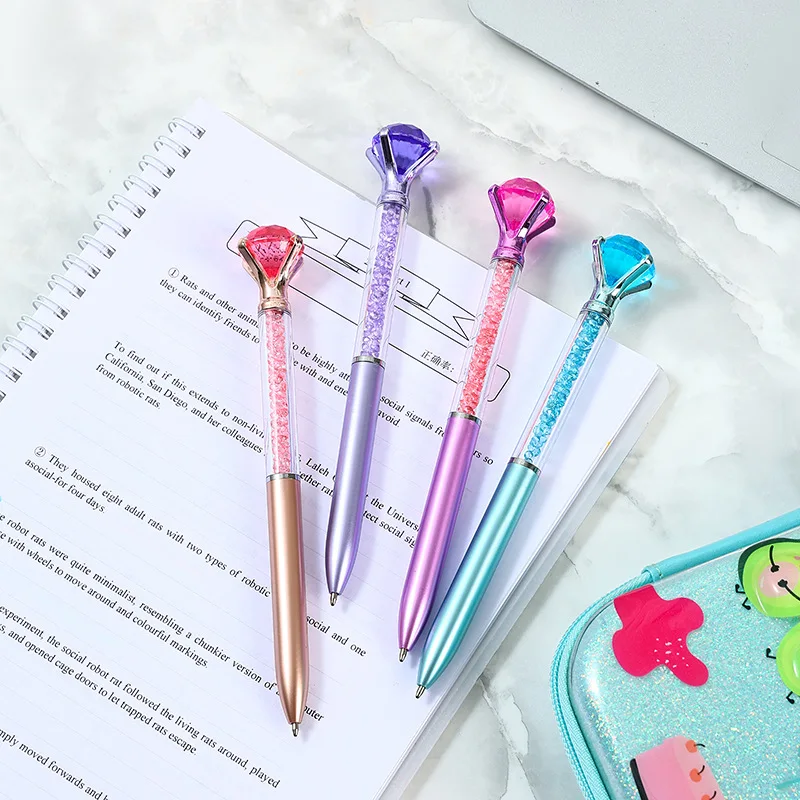 20Pcs Large Crystal Diamond Pens Christmas Gift Shiny Ballpoint Pen Black Ink Pens Suitable For School Office Supplies