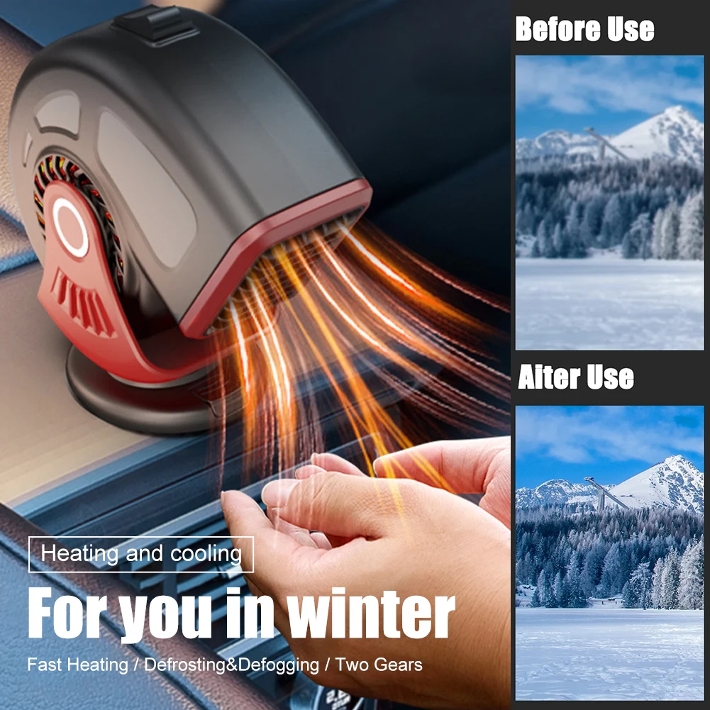 

12V Universal Car Heater 2 in 1 Car Heater Fan 360° Adjustable Windshield Defroster Cooling Fan Heater Car Accessories
