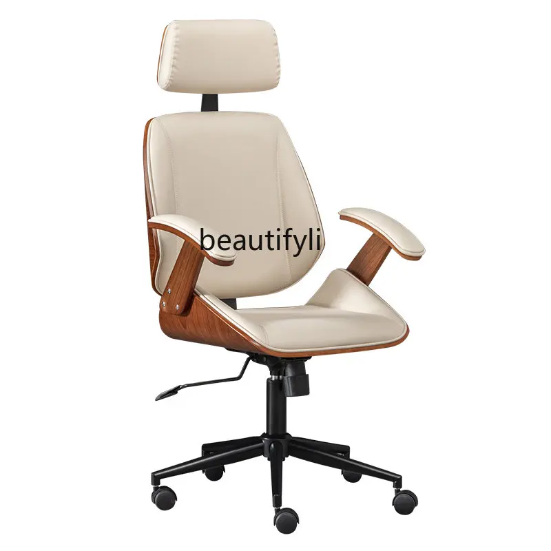 Computer Chair Home Comfortable Long-Sitting Solid Wood Lifting Swivel Chair Staff Office Boss Chair Study Chair  furniture