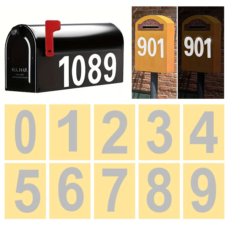 Description Picture 3 of itemOutside Mailbox Digital Stickers Outdoor Mailbox Numbers Reflective Doorplate Letter for Crafts Self-Adhesive Decals Signs on