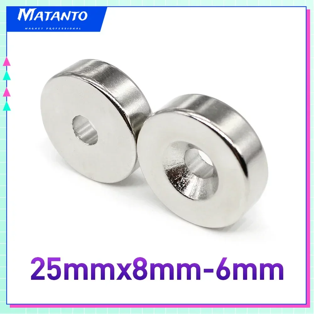 

5/10Pcs 25x8-6mm Small Round Super Strong N35 Search Magnet Countersunk Neodymium Magnet Disc Imanes Fishing Magnet