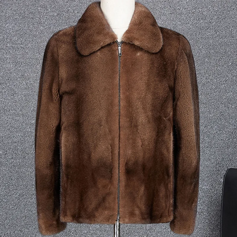 Luxury Brand Men Clothing Winter Thick Warm Faux Fur Coat Long Sleeve Faux Mink Coat Business Casual Korean Fashion Jacket