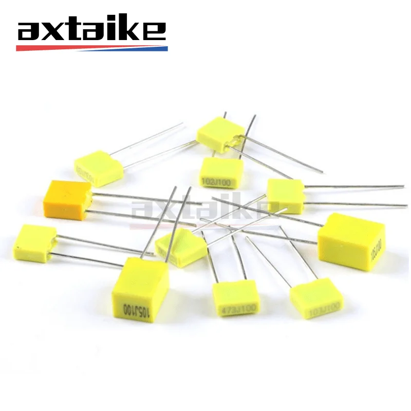 20PCS 100V Polypropylene Safety Plastic Film 1nF - 470nF 10nF 22nF 47nF 100nF 220nF 330nF 0.1uF 1uF 104J Correction Capacitor 40pcs 100v cbb capacitors 104j 100nf 154j 150nf 224j 220nf 334j 330nf 474j 470nf polypropylene film capacitor