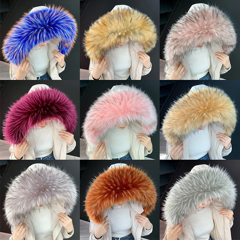 Fur Fabric 1pc Faux Fur Collar For Women Men Children Down Jackets Hood Fur Decor Diy Warm Shawl Wraps Winter Coat Collar