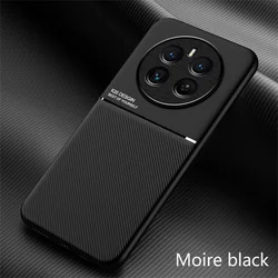 Leather Phone Cover with Car Magnetic Holder - Shockproof TPU Frame Protection for Realme 12 4G (Black)