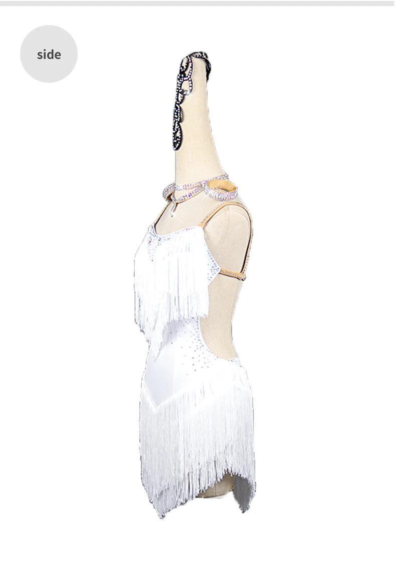 2026 Neues Weißes Latein-Tanzkleid für Damen, Sexy Outdoor-Ballsaal-Partykleid mit Fransen, Übungskleidung, Sportanzug für Mädchen, Bühnenoutfit – Detail 9