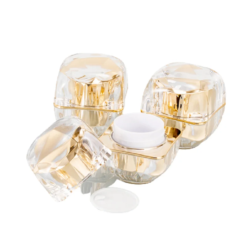 

30g Luxury Gold Cosmetic Acrylic Facial Cream Pots Portable Refillable Packaging Bottle Empty Skincare Cream Sample Jars 5pcs