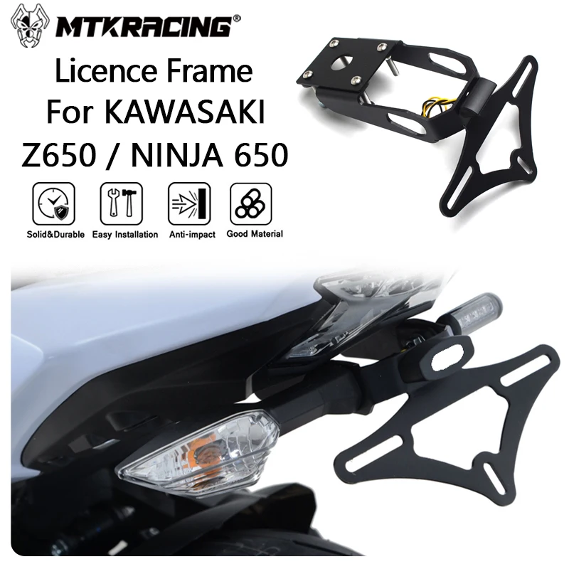 MTKRACING Licence Frame For KAWASAKI Z650/Ninja 650-License Plate Holder Rear Tail Frame Fender Eliminator Bracket
