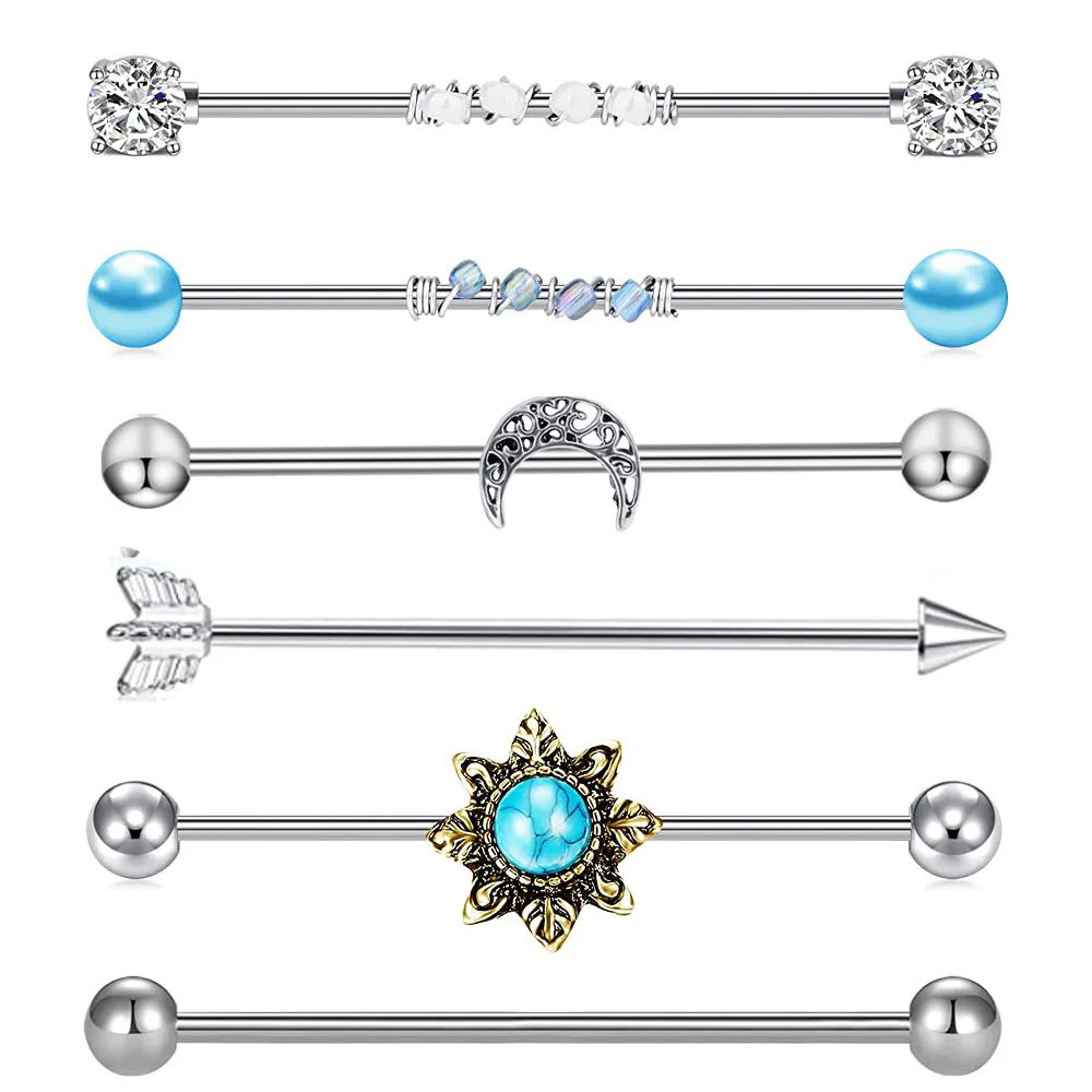 Piercing Jewelry Body Piercing Earrings Ear Piercing Jewelry 9PC Stainless Steel Heart Industrial Piercing Set