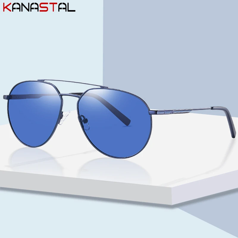 

Men Sunglasses Polarized UV400 Sun Glasses Retro Anti Glare Pilot Male Goggles Metal Eyeglasses Frame Driving Bike Shade Eyewear