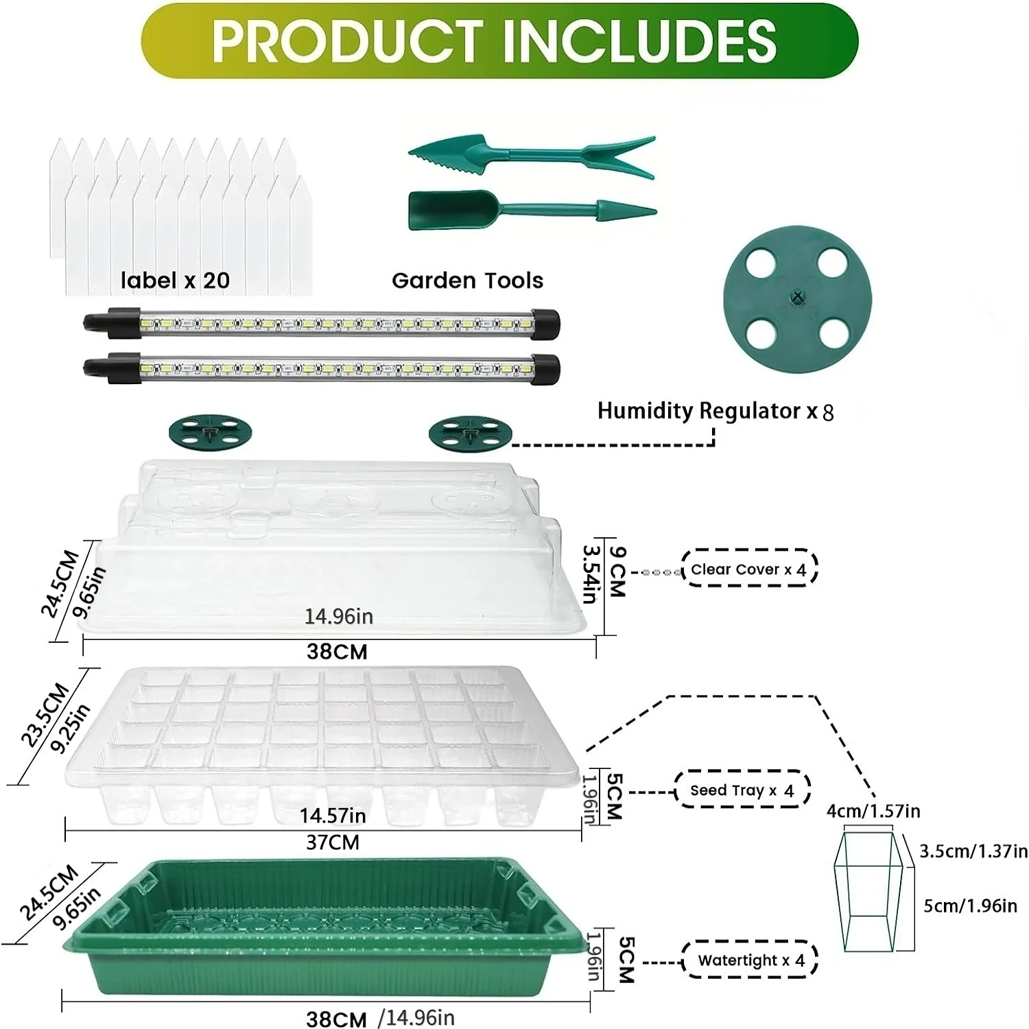 Seed Starter Tray 160 Cells Smart Timer Seed Starter Kit with Grow Light Adjustable Vents Drainage Holes
