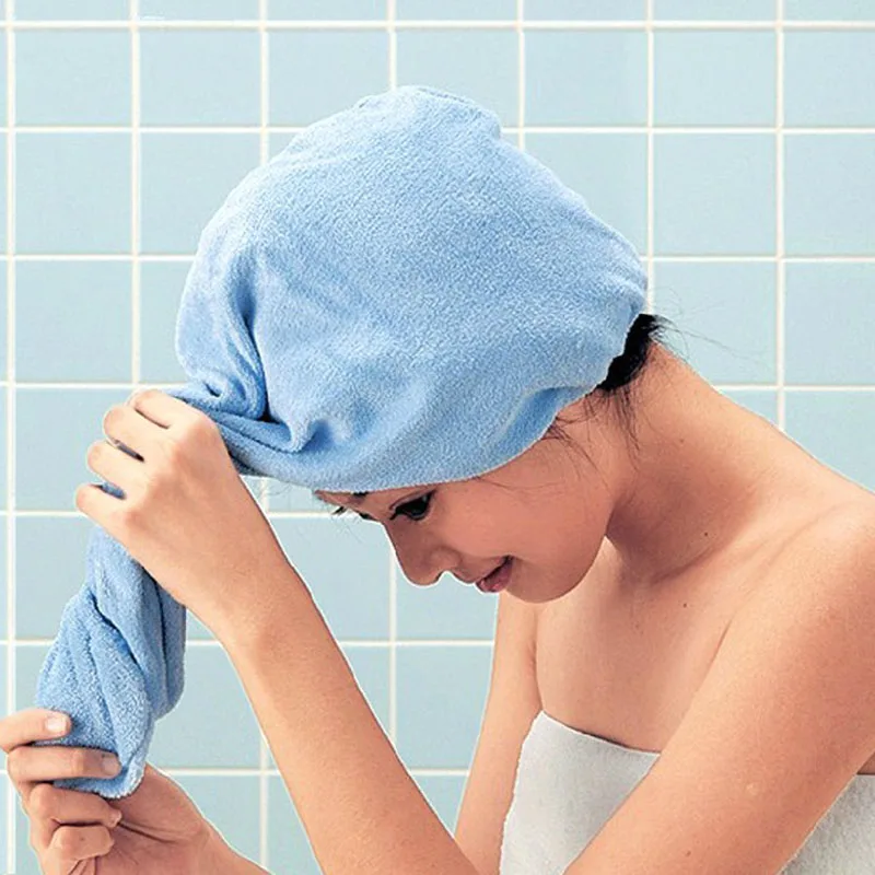 Curly hair drying hat long hair quick-dry towel hat women microfiber drying hair towel shower bath super absorption turban hat home