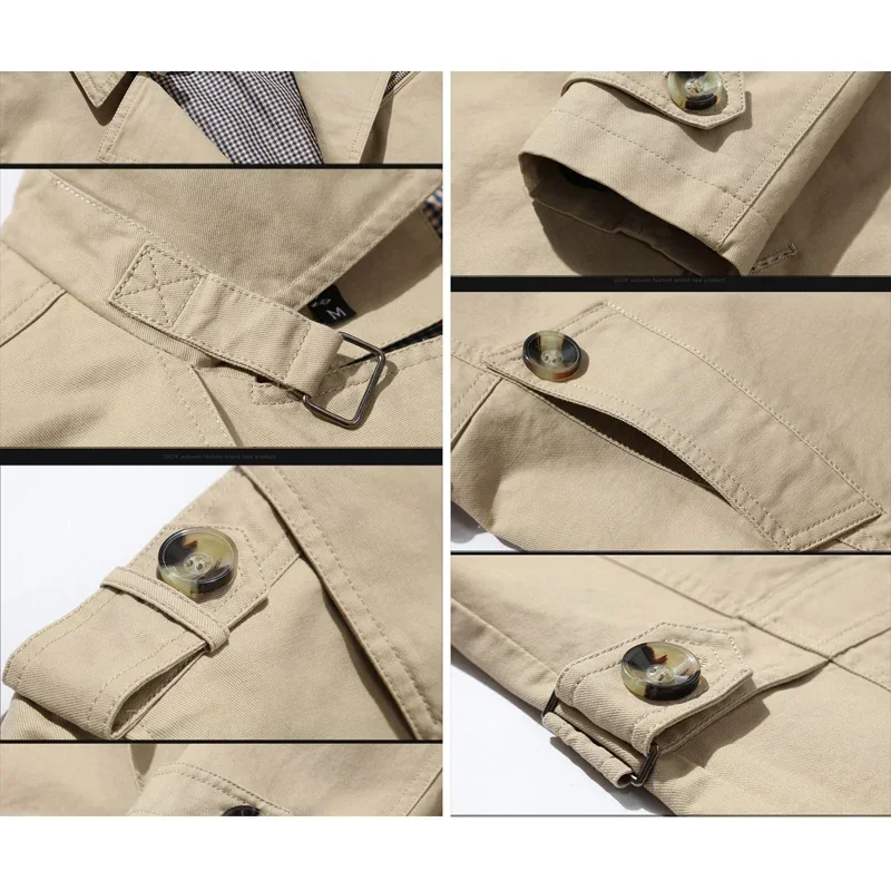 BROWON Brand Trench Coat Men Spring and Autumn 100% Cotton Jacket Vintage Windbreaker Casual Jackets Clothing trench coat casual men jacket