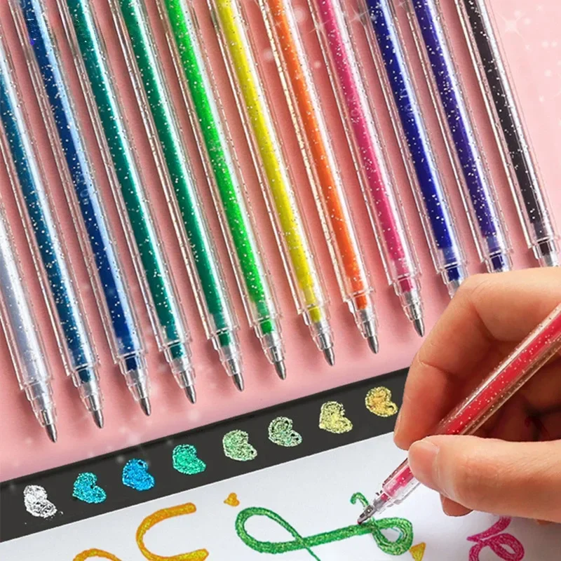 Glitzer-Gelstifte-Set, 1,0 mm bunte Glitzerstifte, farbige Gelstifte für Erwachsene zum Handschrift-Set, Notizen und Markierungen, Studenten – Detail 9