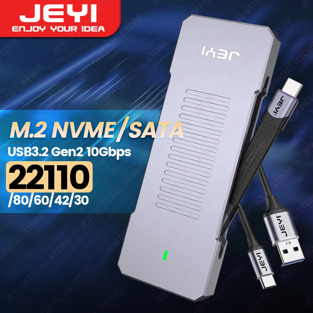 Gabinete Nvme Ngff Usb 3.2 Gen2 Tipo-c Case Ssd 10gbps Suporte m & b Mais m Chaves 2230 42 2260 2280 com Cabo Plano Jeyi22110 M.2