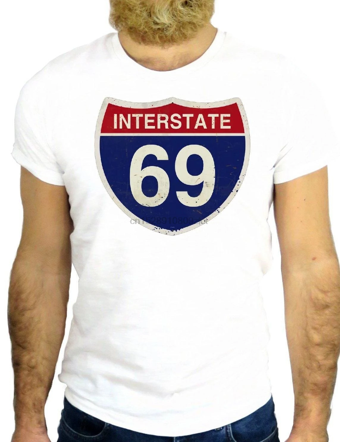 Футболка мужская с модным принтом винтажная надписью Z2117 Interstate 69 Station Usa California 66 Road