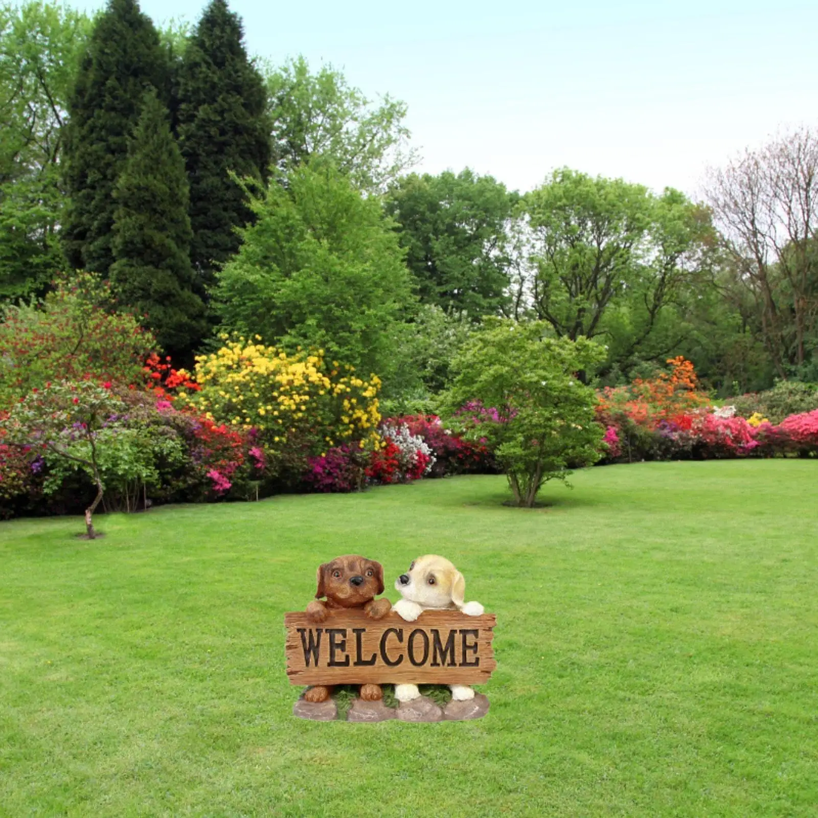 Garden Dog Statue Holiday Decoration Decorative Puppy Figurine Garden Ornament for Tabletop Home Office Outdoor Outside Garden