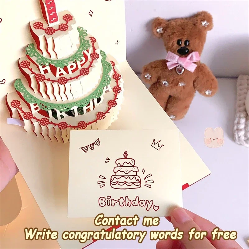 3D Music Light Happy Birthday Party Gift Card For Girl Kids Wife Husband Birthday Cake Pop-Up Greeting Cards Postcards