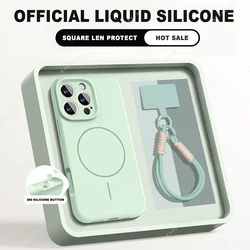 Magnetic Silicone Phone Case with Wrist Strap and Lanyard - iPhone 11 Pro Max (Cyan)