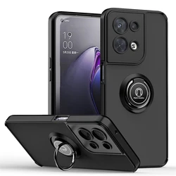 Enhanced Magnetic Matte Ring Case - Shockproof and Sleek Cover for OPPO A16 (Black)