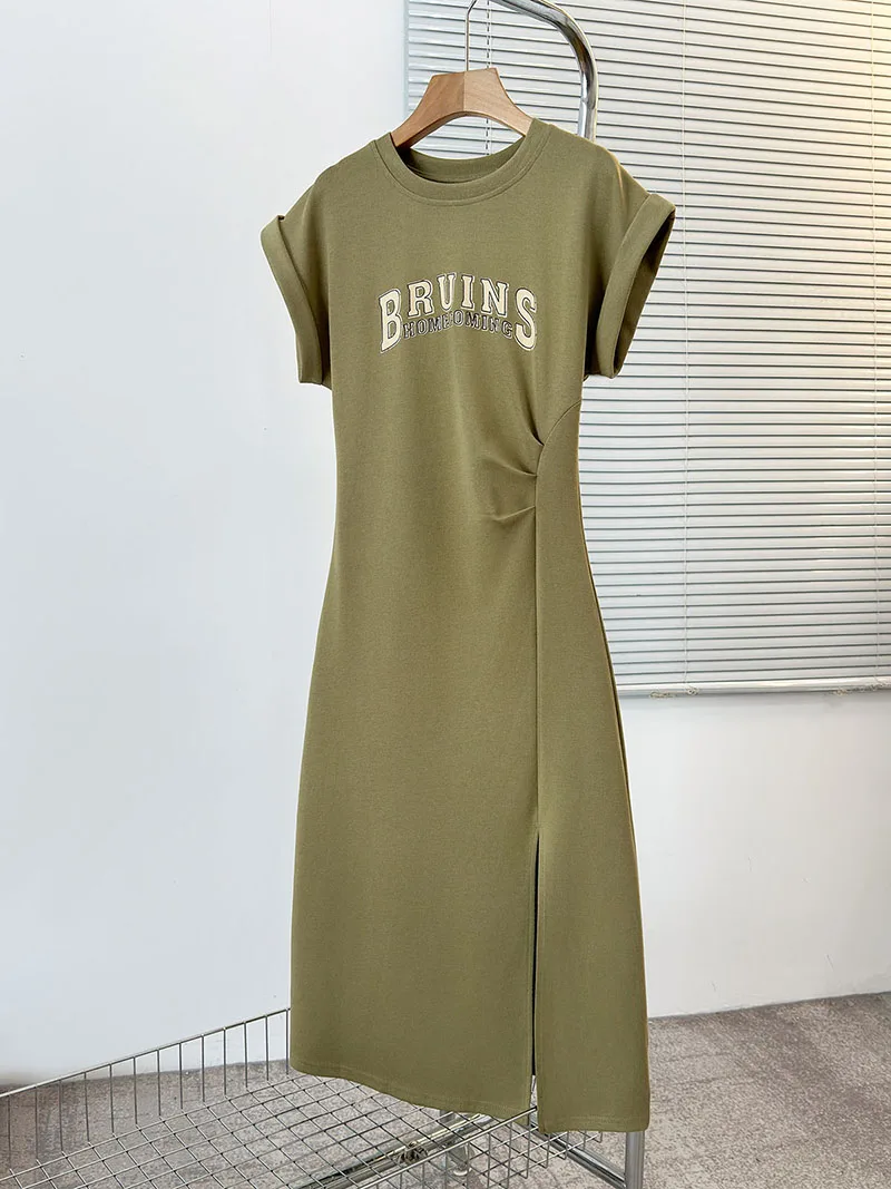 فستان نسائي كاجوال بأكمام قصيرة ، فساتين متوسطة ال...