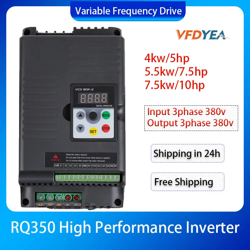 

VFDYEA Frequency converter VFD 3-phase input 3-phase output 380V 4KW/5.5KW/7.5KW for motor speed control