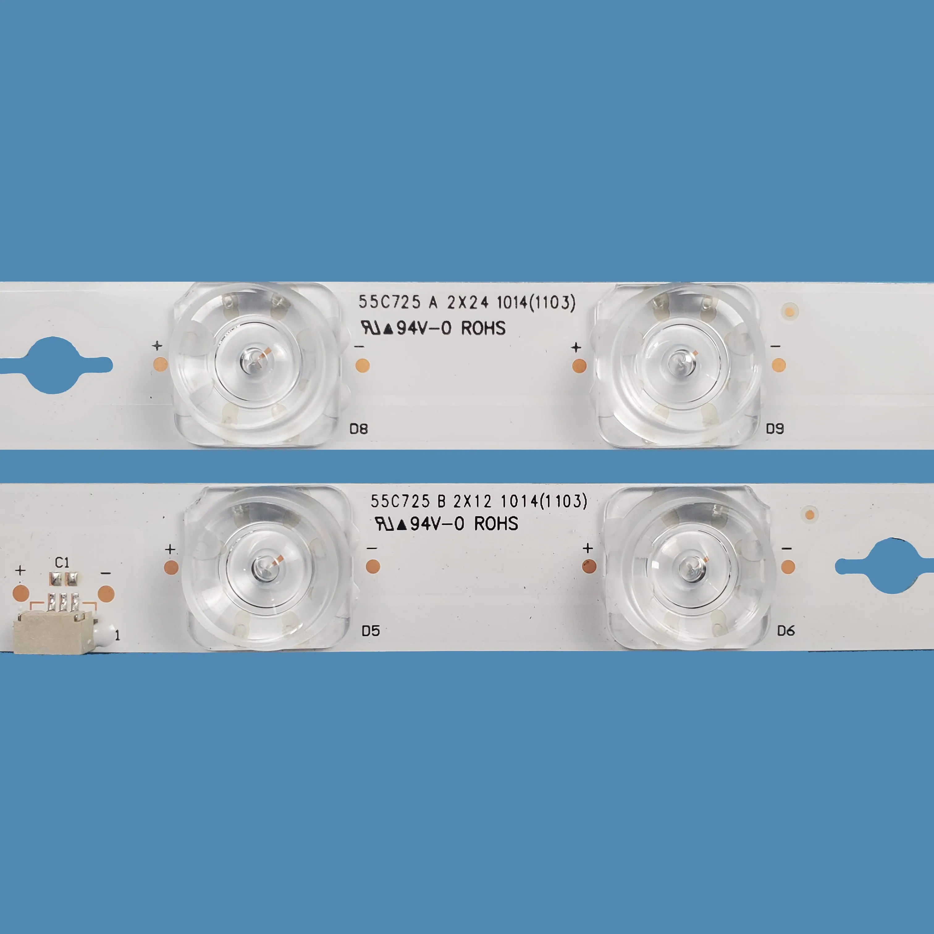 TV LED 55C725 A 2X24 55C725 B 2X12 24 + 12LED with blue light for 55 inch TV 4pcs/set led strip