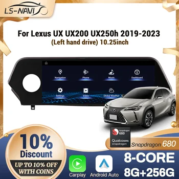10,25 "con volante a la izquierda para Lexus UX UX200 UX250h 2019-2023 Radio de coche inalámbrico CarPlay Multimedia pantalla Snapdragon 680 1