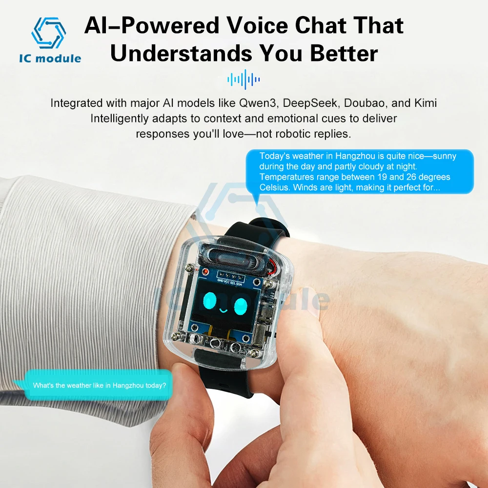 Kit di sviluppo smartwatch AI ESP32-S3 - Display OLED da 0,96" con assistente vocale Xiaozhi per il dialogo dell'intelligenza artificiale - immagine 3