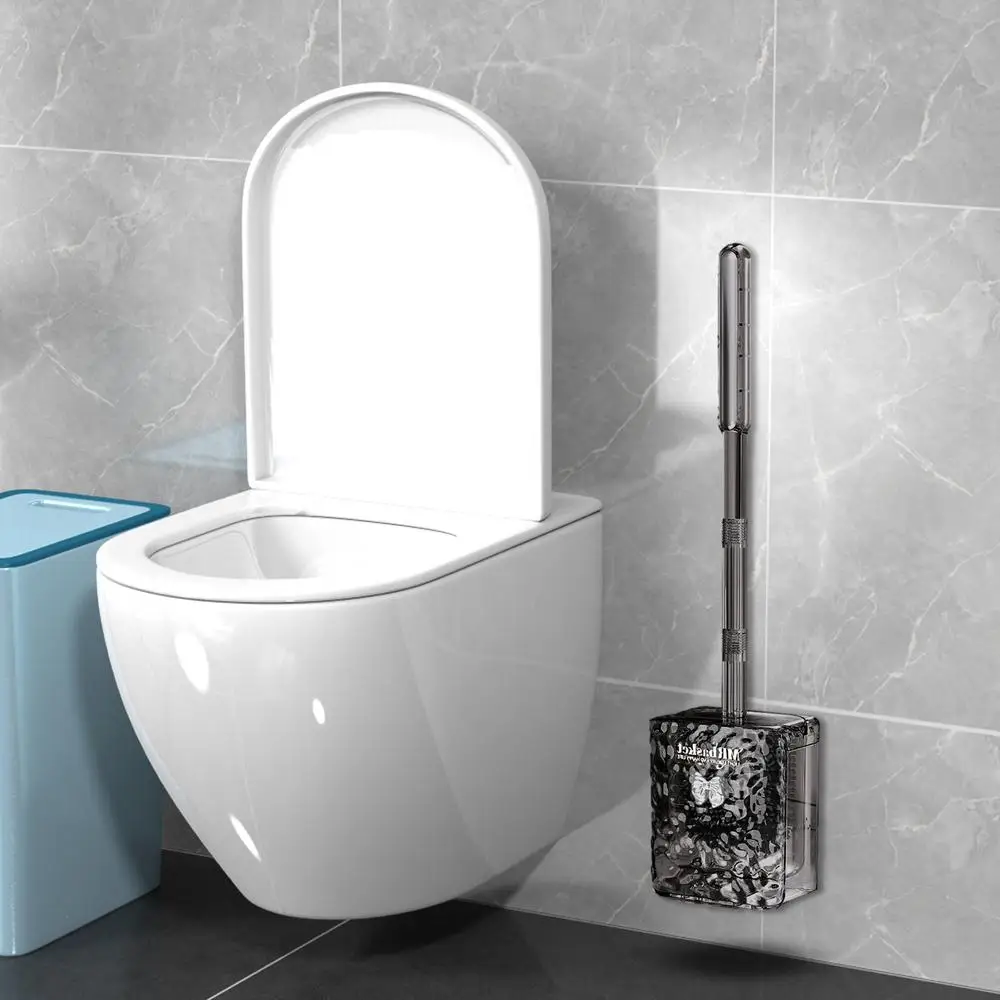 Description Picture 5 of itemToilet Brush and Holder Wall Mounted Toilet Scrubber with Long Handle Drainage Hole Design Bathroom Decor Home Accessories