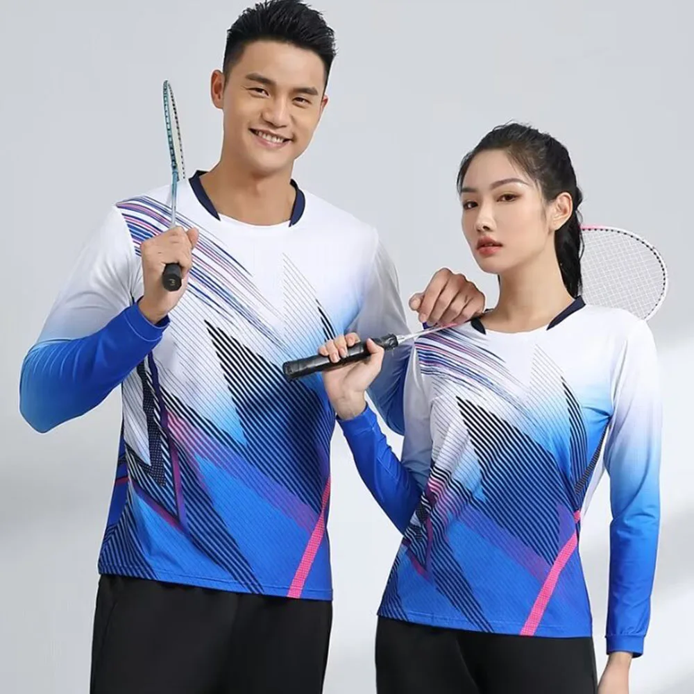 Quick Dry Print Long Sleeve Tennis Shirt Badminton Uniform Tops Korean Volleyball Teable Tennis T-shirt Jersey