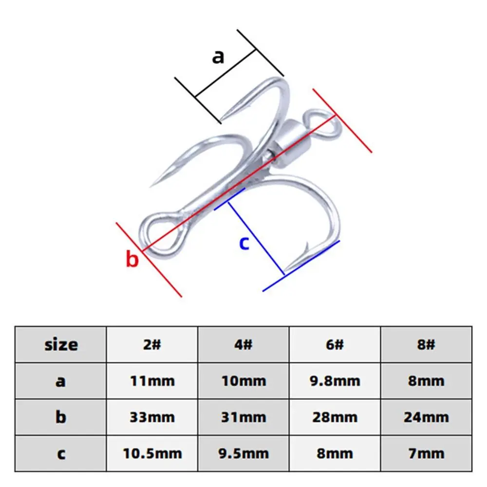 10pcs Fishing Treble Hook High Carbon Steel Reinforced Vibration Rotary Sequin Barb Fresh Water Seawater Tackle