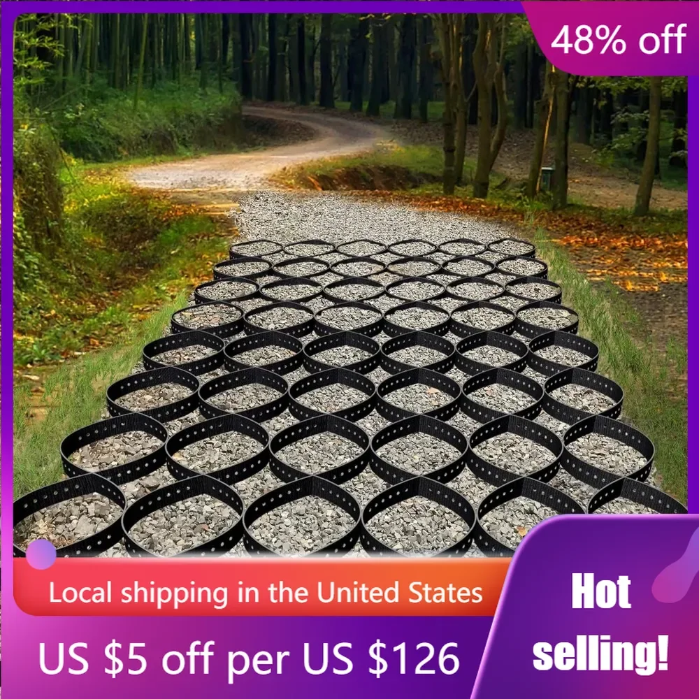 9 x 17 FT Geo Gravel Grid 2 Inch Thick Ground with 1885 LBS Per Sq Strength,Permeable Stabilization Grid for Slope & Grass
