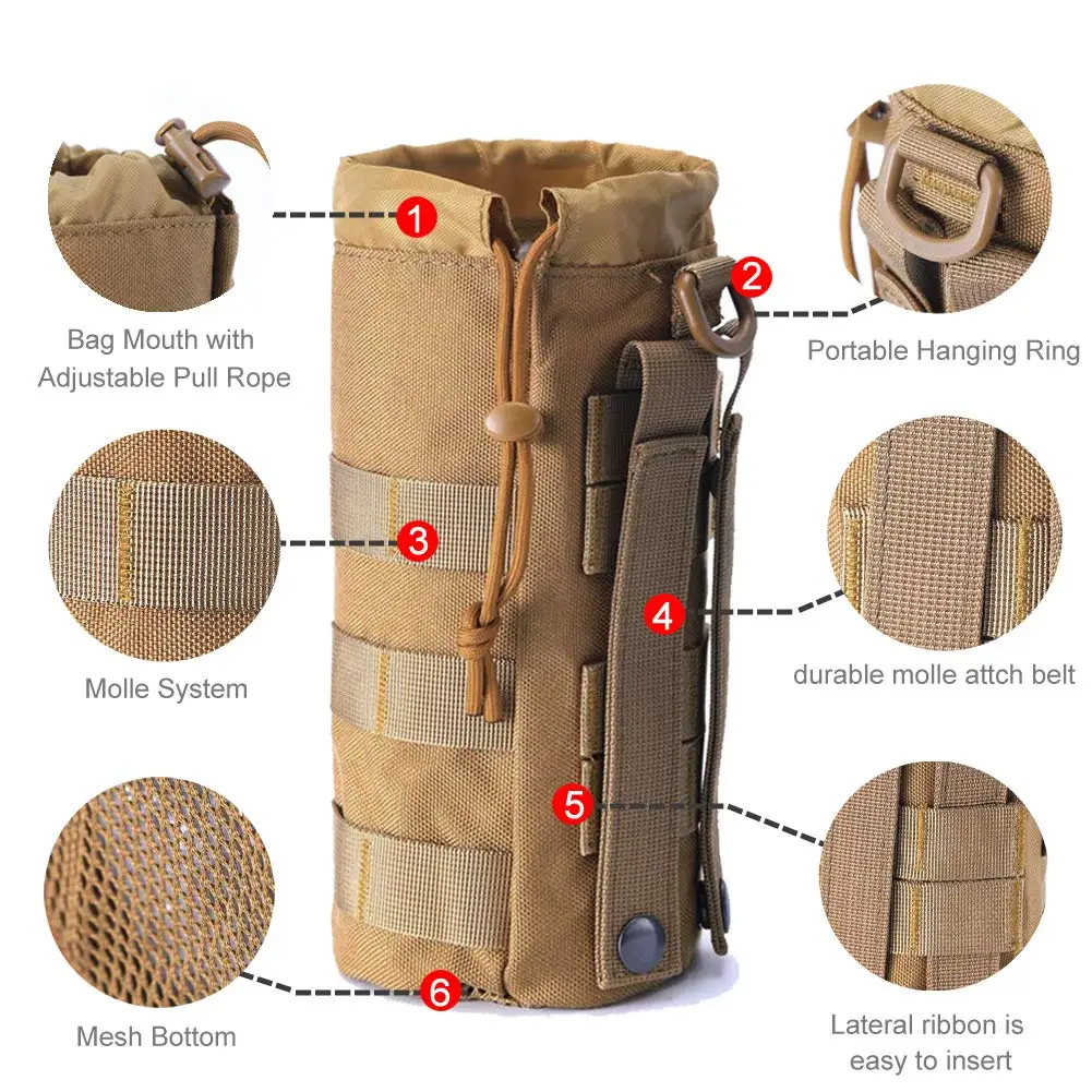 Nylon Tactical Water Bottle Pouch Bag for Camping Hiking