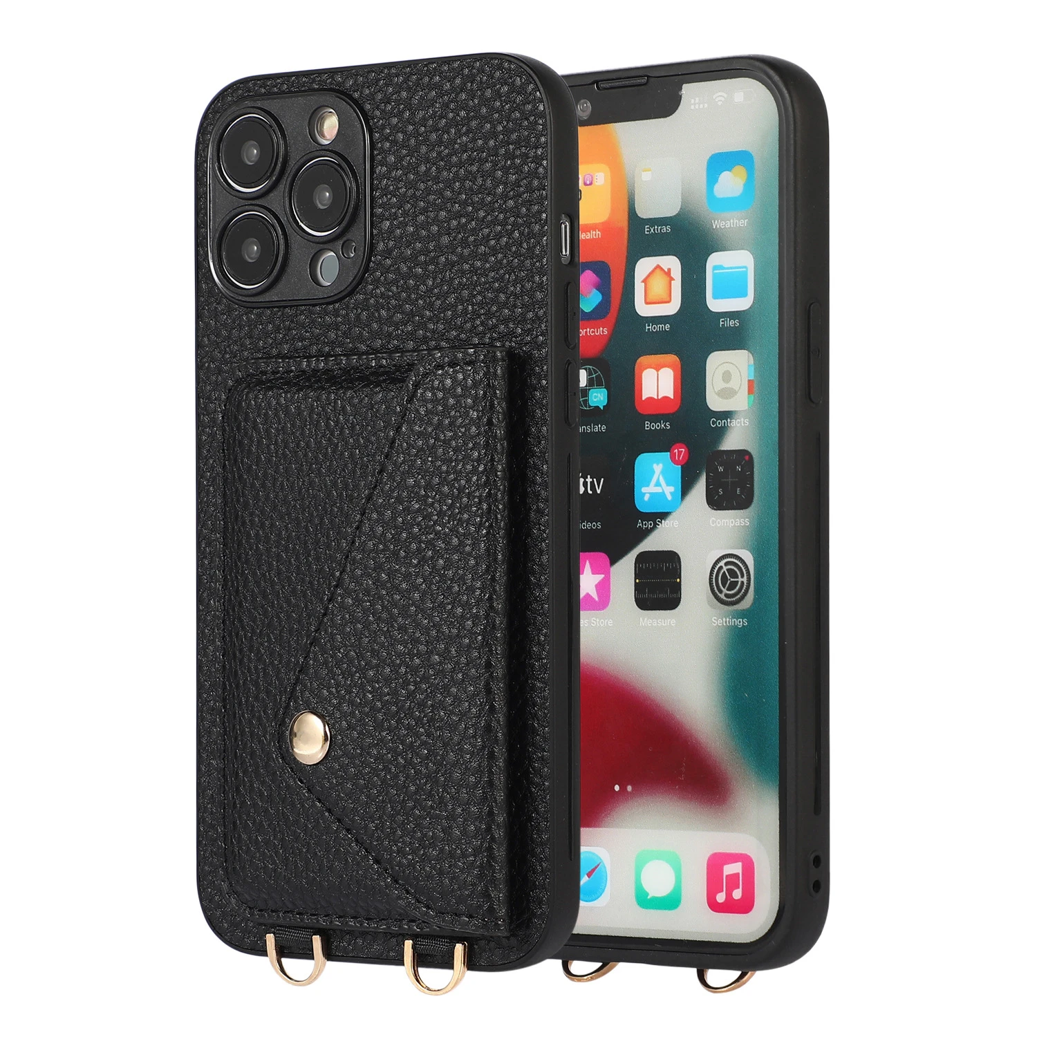 Wallet Shoulder Strap Case for iPhone 15 Pro Max 14 13 12 11 Pro