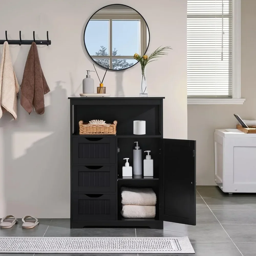 Freestanding Bathroom Storage Cabinet with Doors and Drawers 2