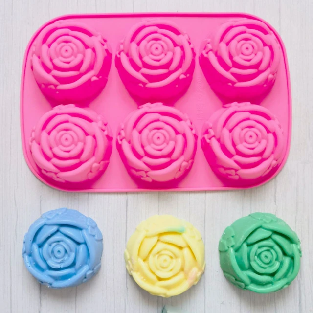 6 Cavity Rose Soap Silicone Mold DIY Flower Candle Resin Plaster Mould  Chocolate Ice Cube Making Desk Decor Valentine's Day Gift - AliExpress