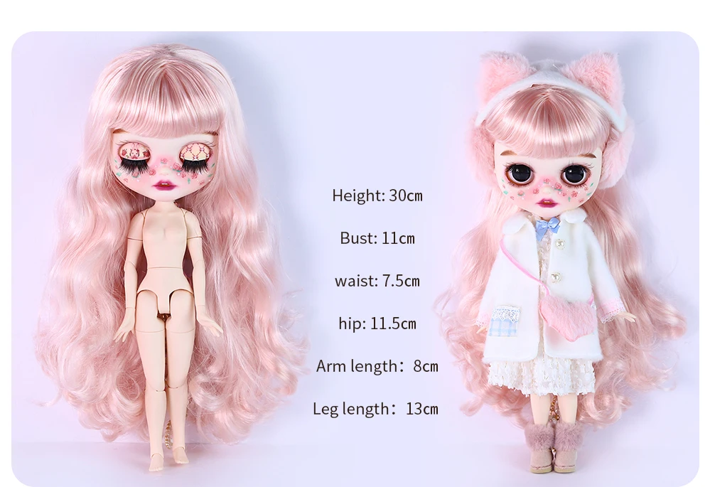 Clara - ນິຍົມ Custom Neo Blythe Doll with Pink Hair, White Skin & Matte Smiling Face 3