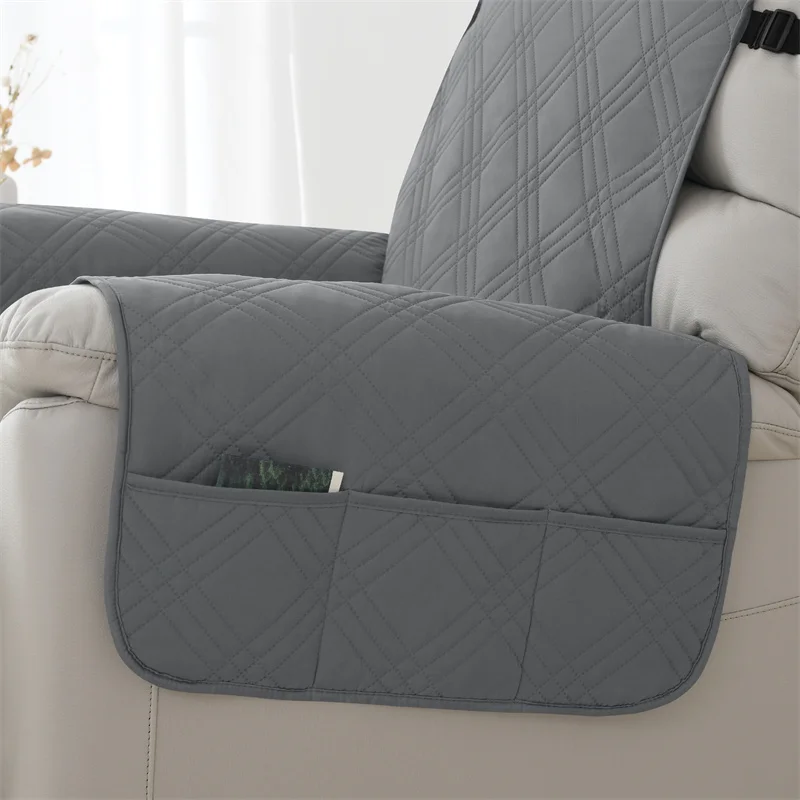 1seater Recliner Cover Anti-dirty Non-slip  Armchair Slipcover with Elastic Strap Sofa Couch Furniture Protector for Living Room 4