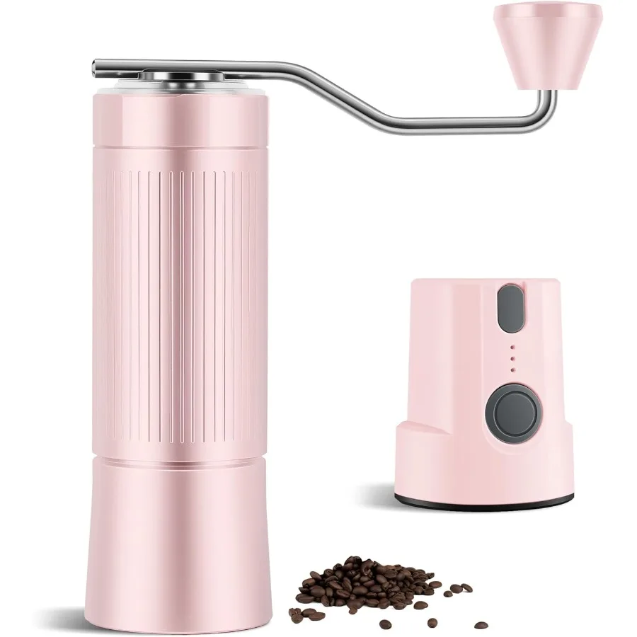Electric and Manual 2 in 1 USB Rechargeable Coffee Bean Grinder with 40mm Burr for Espresso French Press Home Travel and Campin