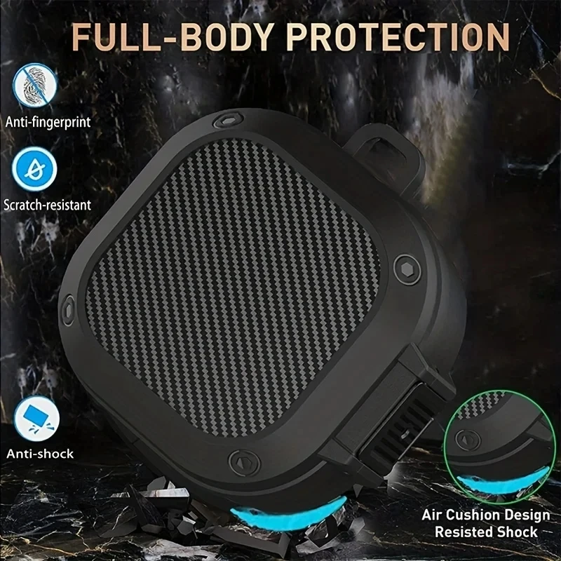 Enhanced Shockproof Protective Earbud Case with Hook - Sturdy Armor Cover