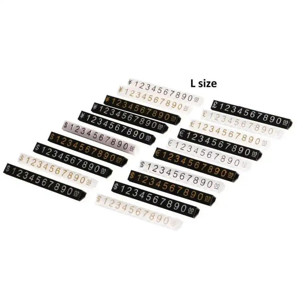 Kit Cartellini Prezzi Per Negozi - 170 Pezzi Con Numeri E Simboli, Display Regolabile Bianco