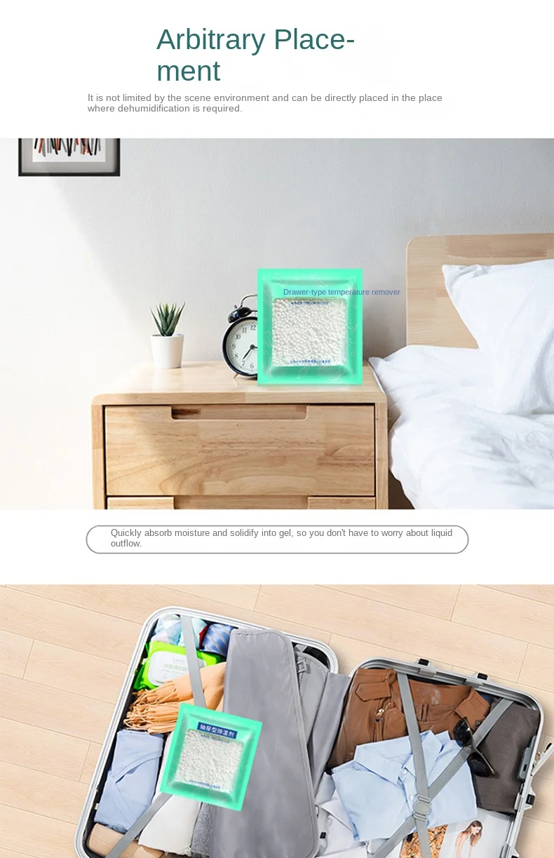 2 Pcs Clothing Desiccant Moisture-Proof Dehumidification Bag Dormitory Wardrobe Mildew-Proof Small Bag Indoor Moisture-Absorbing