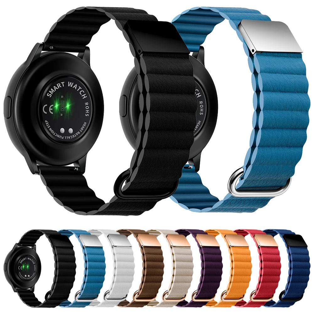 

Leather Strap For Huami Amazfit GTR 3 Pro 2 2e 47mm 42mm Metal Magnetic Loop Band For Pace GTS 2 Bip 20/22mm Watchbands Bracelet