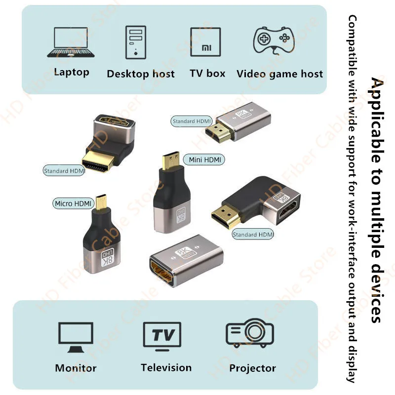 8K HDMI 2.1 Adapter Male to Female Extender Mini / Micro HDMI-compatible Cable Extension 8K 60Hz 4K 120Hz for Laptop PS5 TV Hdmi