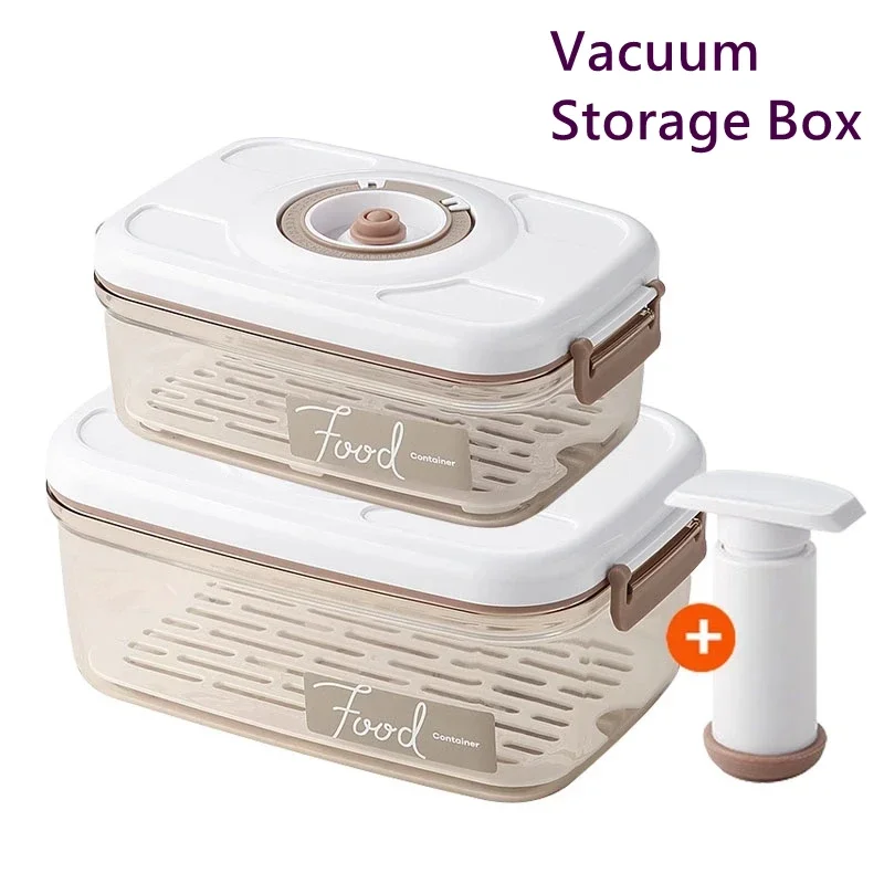 

Кухонный прозрачный контейнер с органайзером, вакуумная коробка для хранения, емкость для еды, Диспенсер, слив, герметичный Сетчатый Контейнер большой емкости