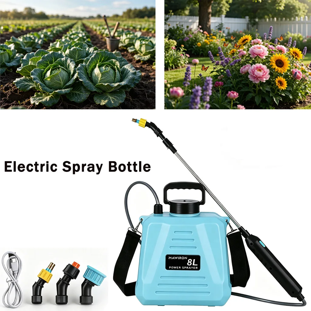 Electric Spray, 8L Spray Pot, Adjustable Nozzle, Suitable For Garden Irrigation, Car Cleaning, Household Cleaning