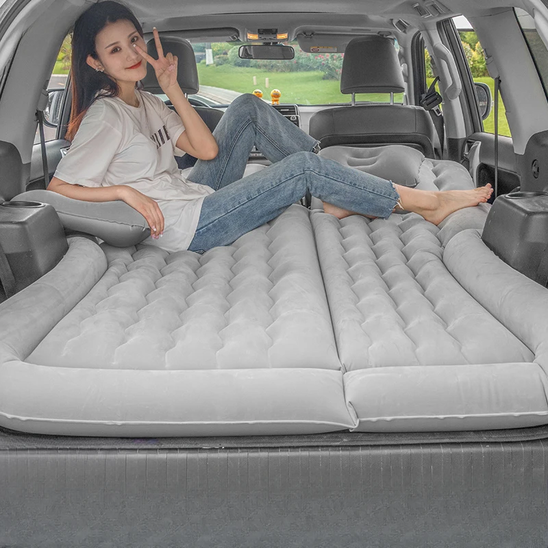 Car Supplies Inflatable Travel Bed Car Air Mattress Vehicle Inflatable Thickened Travel Bed Sleeping Pad Camping Accessory