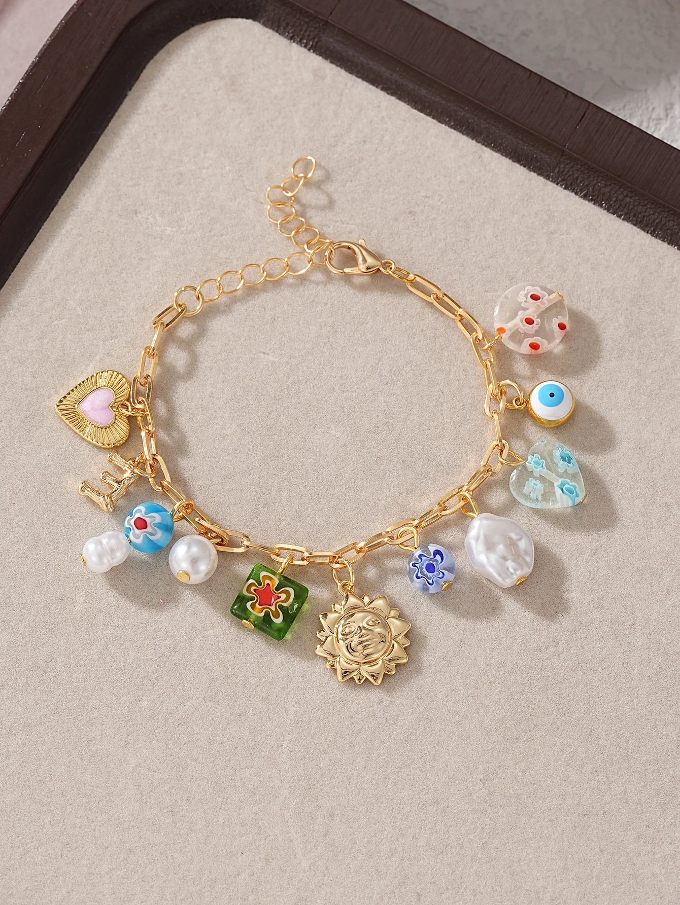 Multi Pendant Bracelet Copper Jewelry Womens Daily Accessories