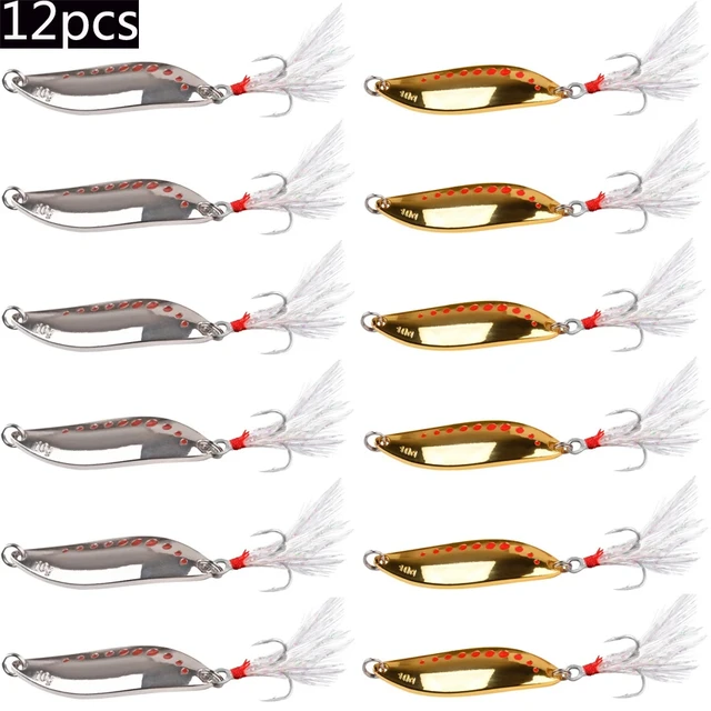 12pcs 2.5g-25g Spoon Spinner Metal Leech Fishing Lures Hard Baits Sequin  Wobbler for Pike Trout Bass Catfish Lure Fishing Tackle